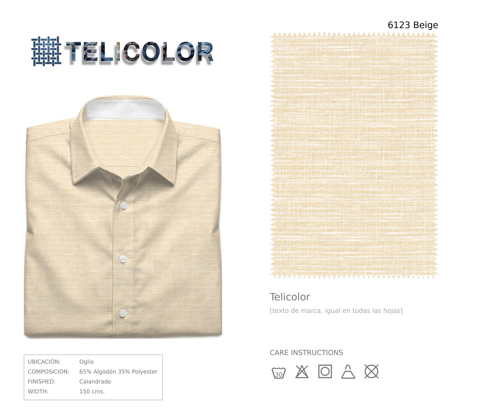 Hoja de la tela Lino 6123 Beige